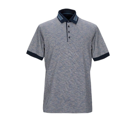 Montechiaro Other - MONTECHIARO Men's Polo Shirt Navy White Zig Zag Print Cotton SZ 56/2XL ITALY